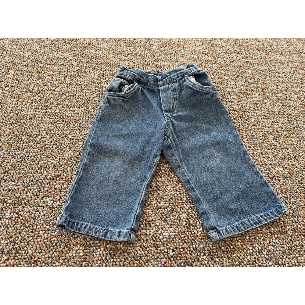 Cherokee Girls Blue Jeans Denim Pants Flower Embroidery Size 9M